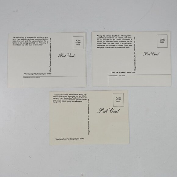 Set of 3 Vintage Amish Life Postcards George Lyster 1992 Pennsylvania Dutch Art - Picture 5 of 8